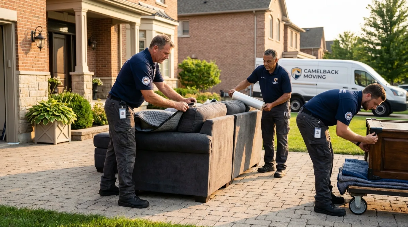 Large estate moving crew wrapping furniture in Clymer, PA